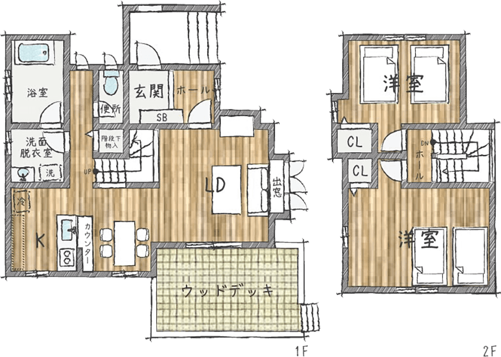 貸別荘コテージBタイプ間取り図