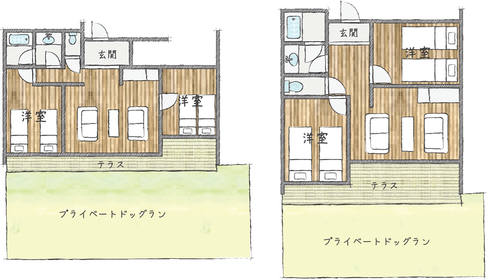 レイクサイドドッグヴィラB1間取り図