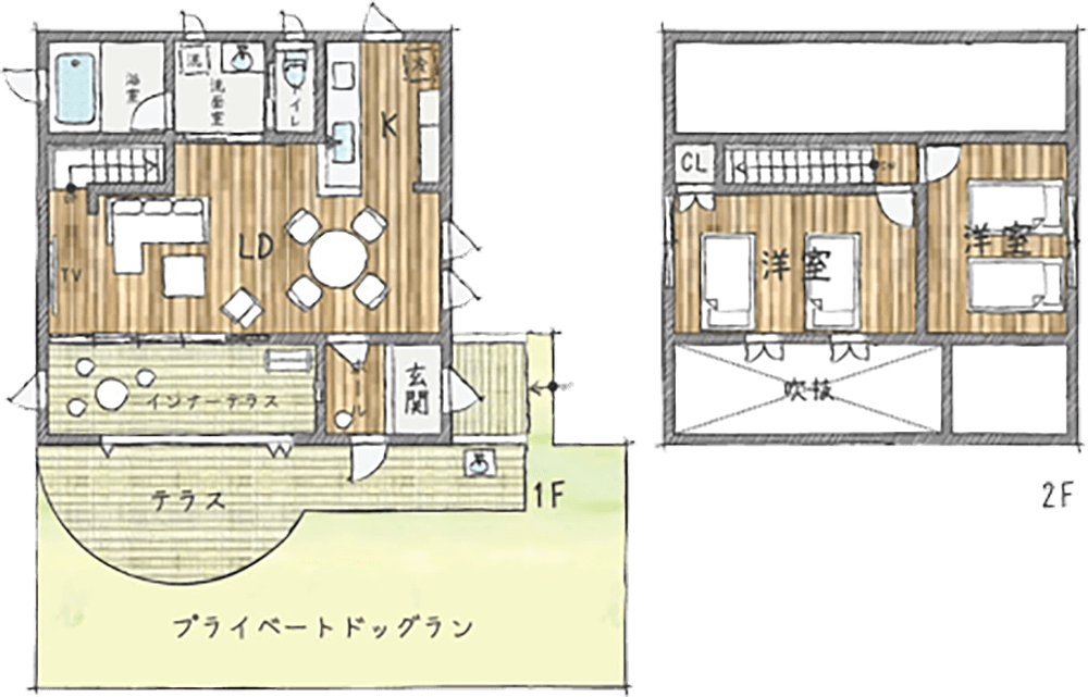 貸別荘コテージFタイプ間取り図