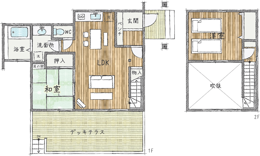 貸別荘コテージGタイプ間取り図