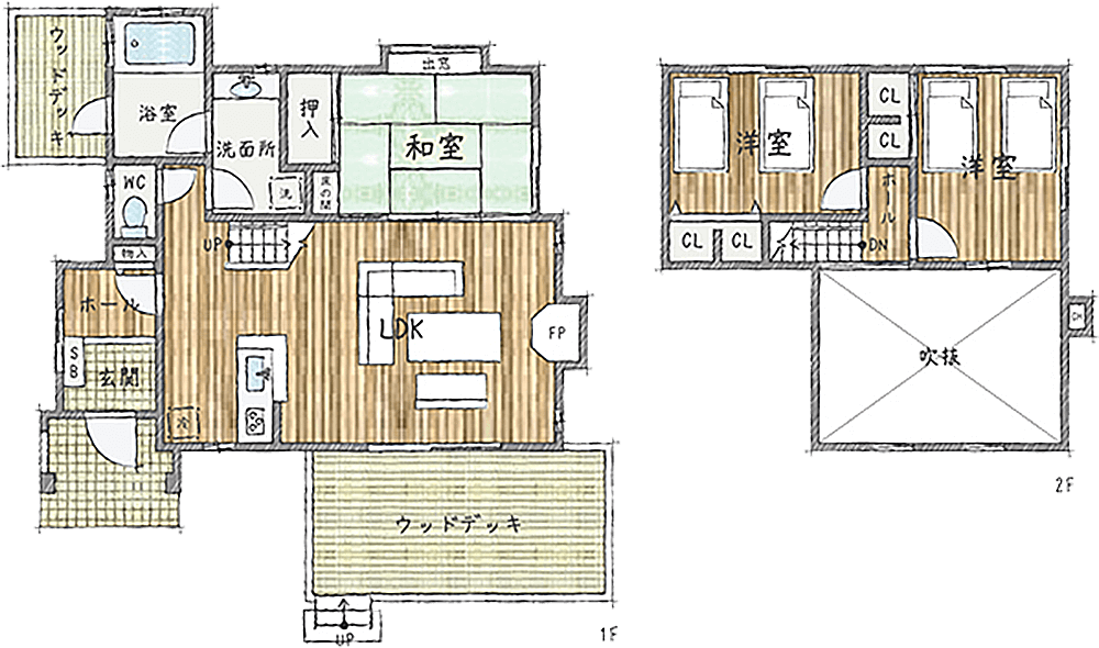 貸別荘コテージKタイプ間取り図