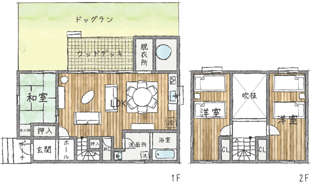 貸別荘コテージLタイプ間取り図