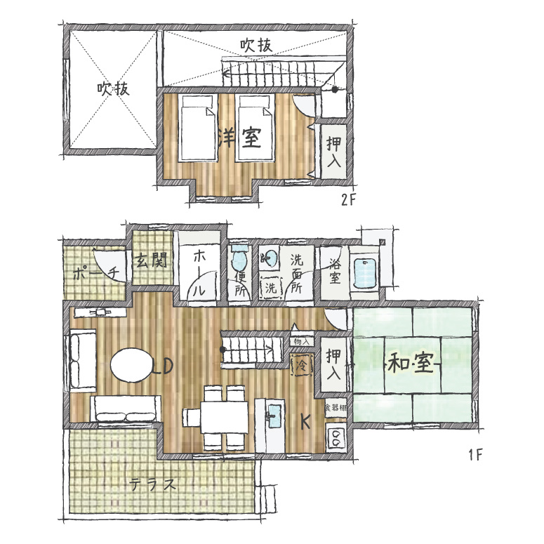 貸別荘コテージOタイプ間取り図