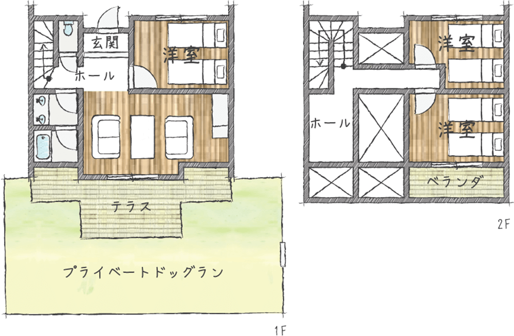 レイクサイドドッグヴィラP6間取り図