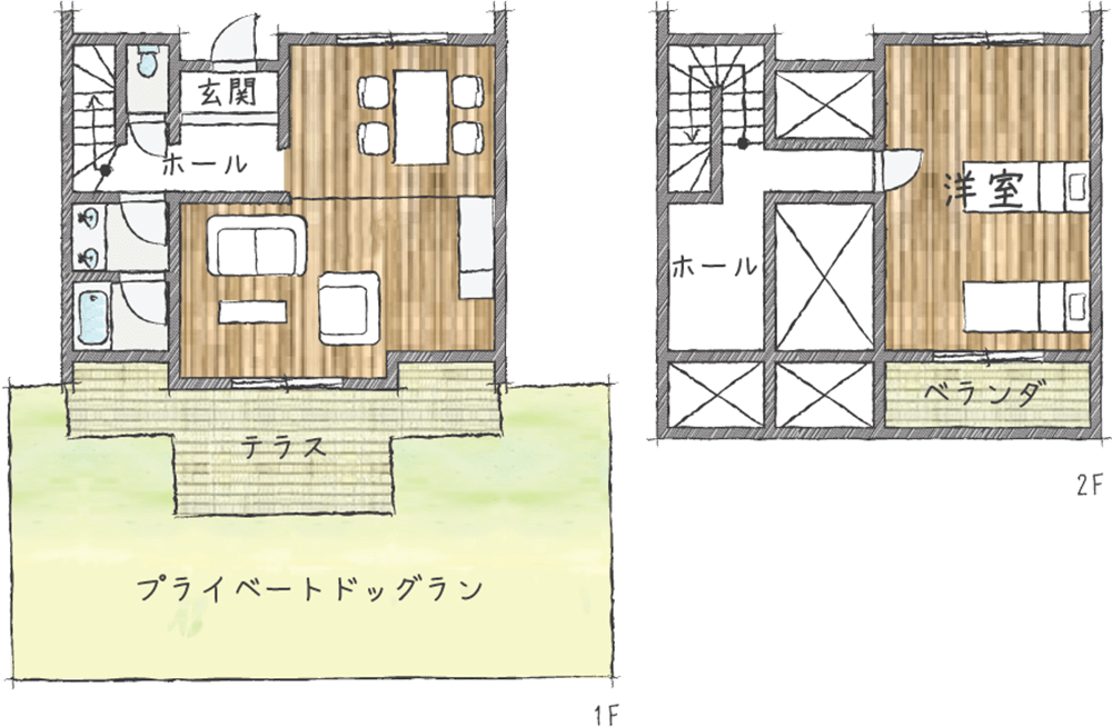 レイクサイドドッグヴィラスイート間取り図