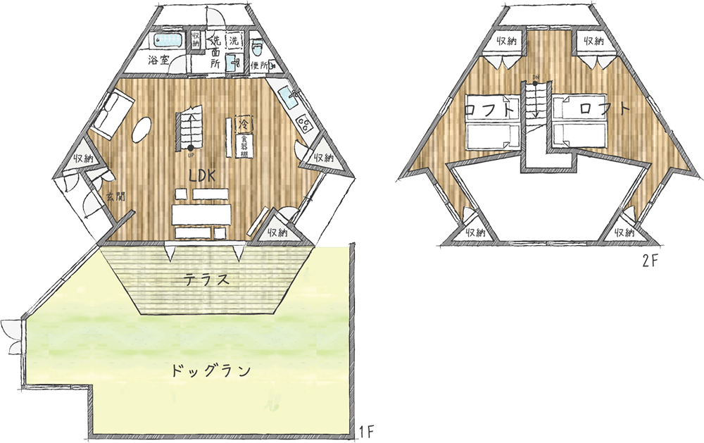 貸別荘コテージQタイプ間取り図