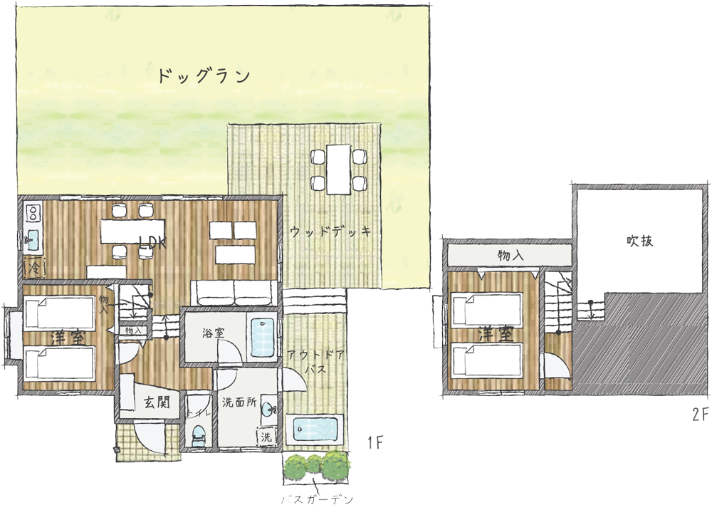 貸別荘コテージVタイプ間取り図