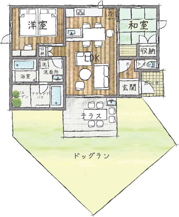 貸別荘コテージXタイプ間取り図