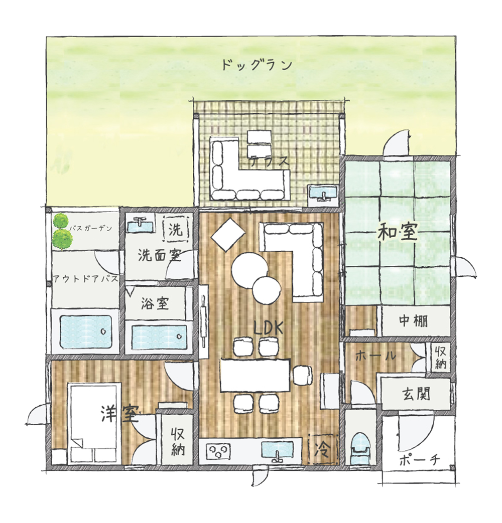 貸別荘コテージYタイプ間取り図